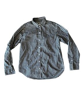 Everlane 2 Button Down Shirt Black Cream Check Cotton Collared Long Sleeve